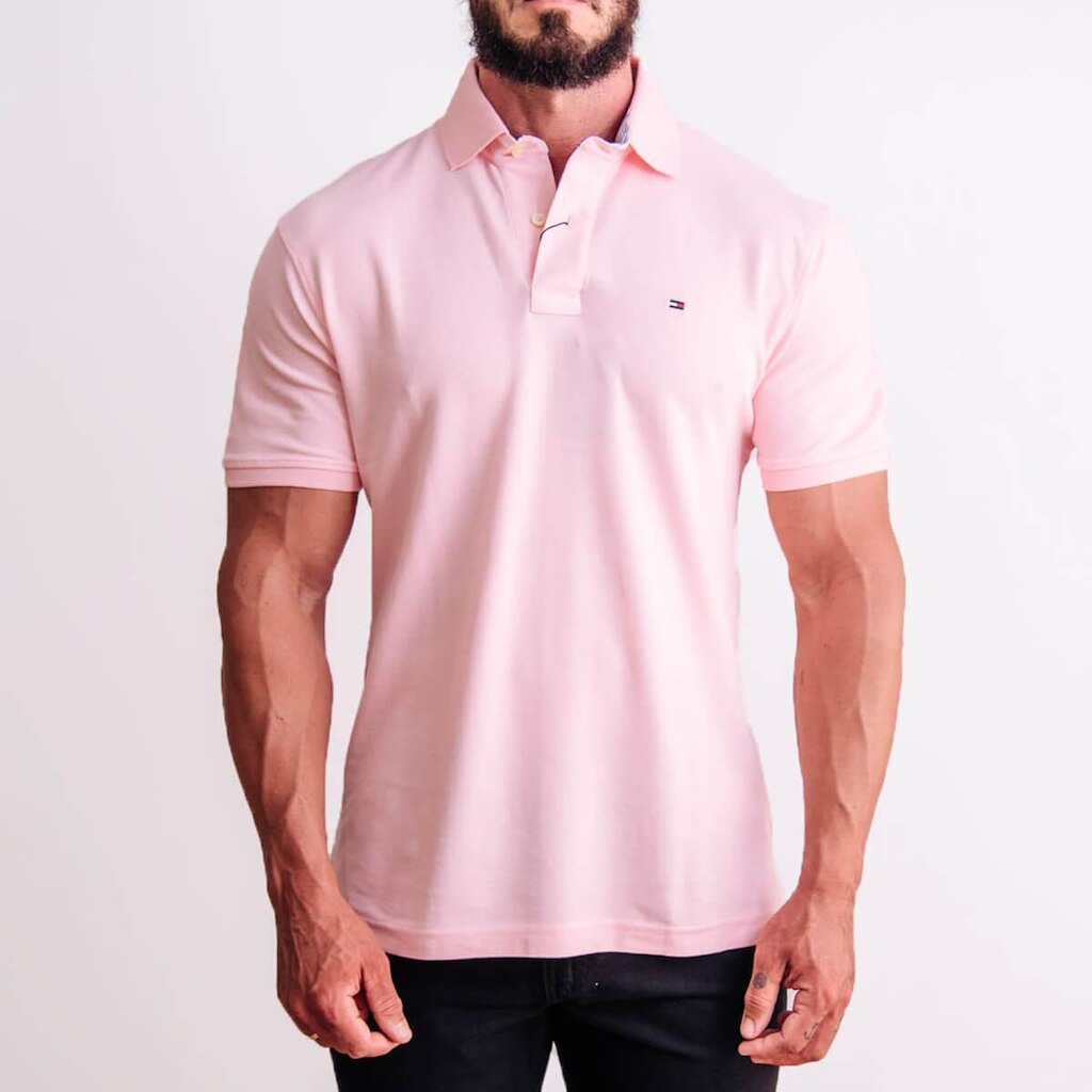 Camisa Polo Tommy H Masculina Regular Fit Rosa