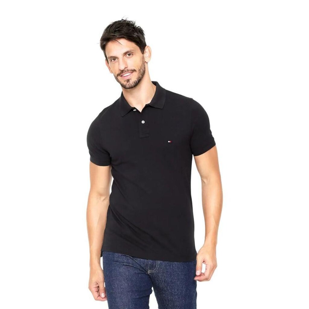 Camisa Polo Tommy Hilfiger Liquid Cotton Cuff Slim Marinho