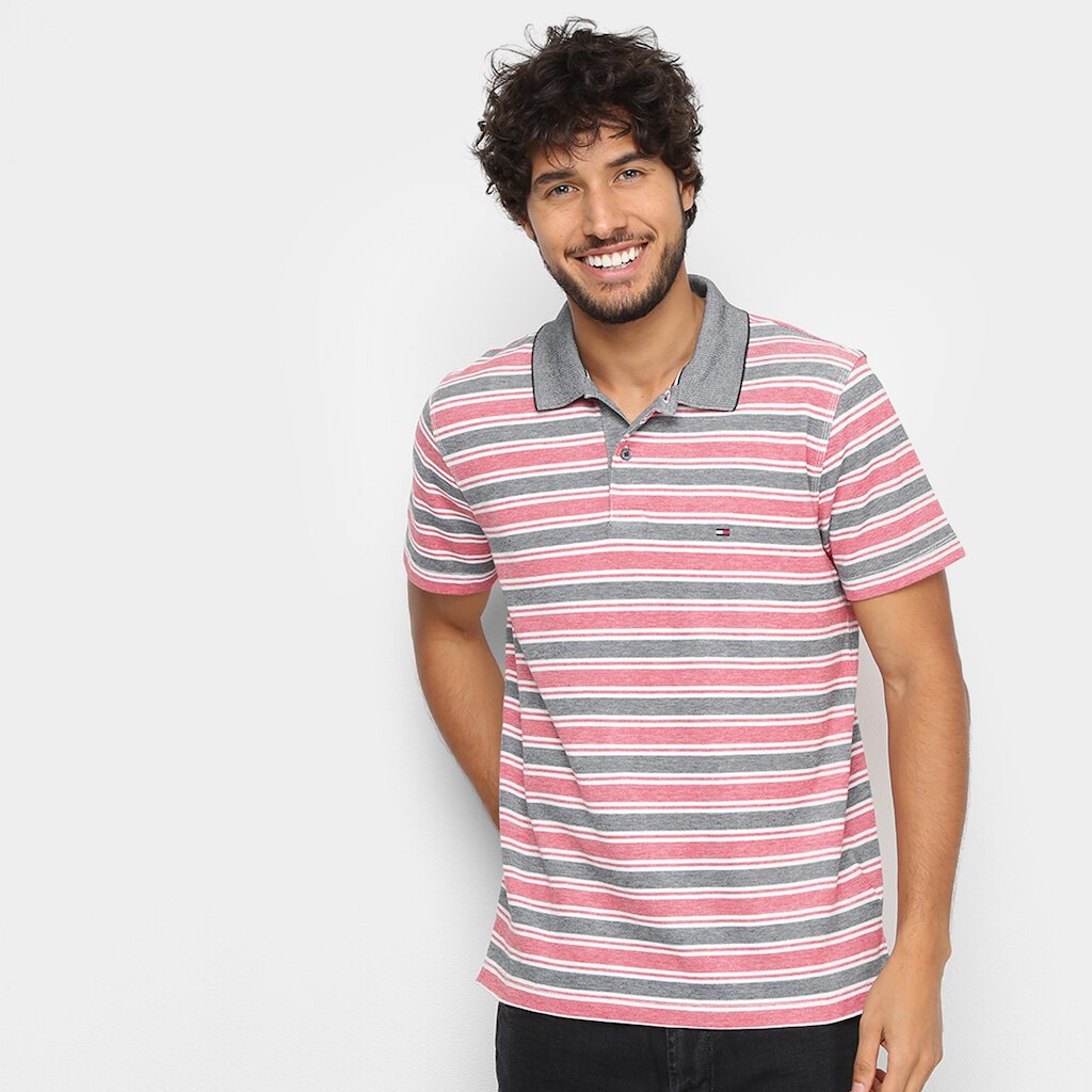 Camisa Polo Tommy Hilfiger Listras Masculina