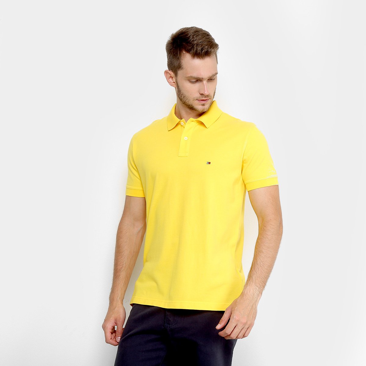 camisa polo tommy hilfiger masculina amarela