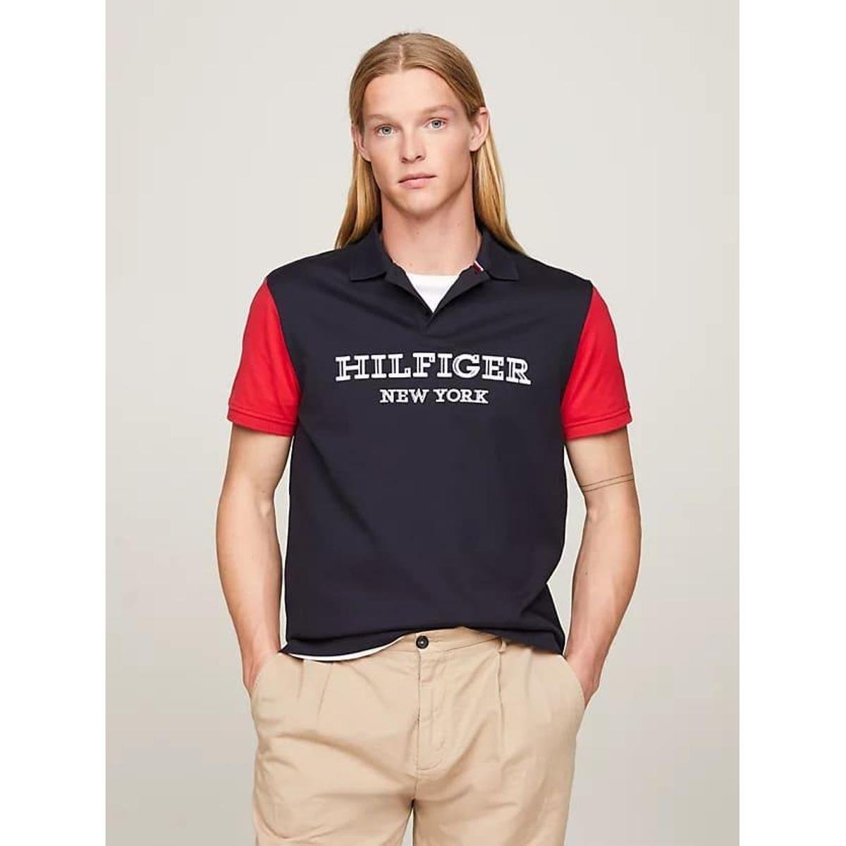 Camisa Polo Tommy Hilfiger Regular Fit Monotype Logo Bordado