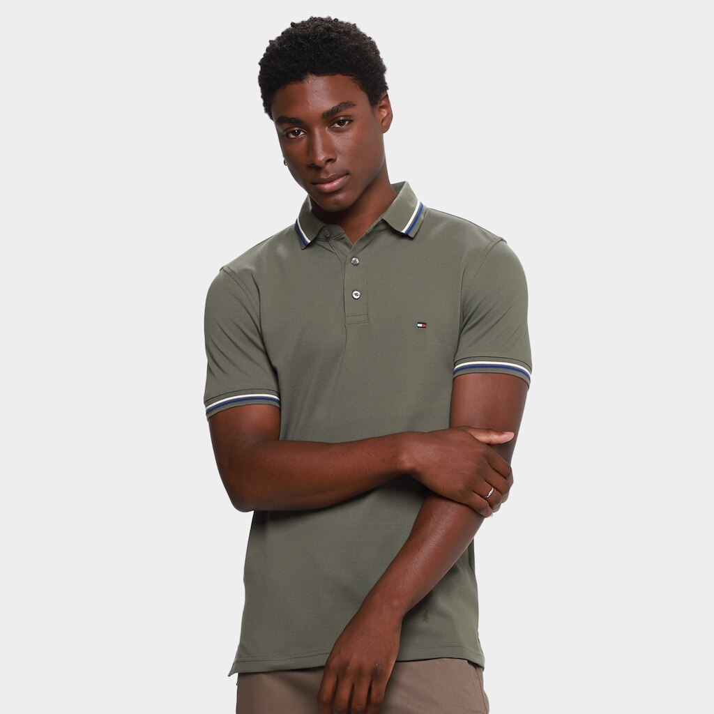 Camisa Polo Tommy Hilfiger Tipped Slim Fit Masculina