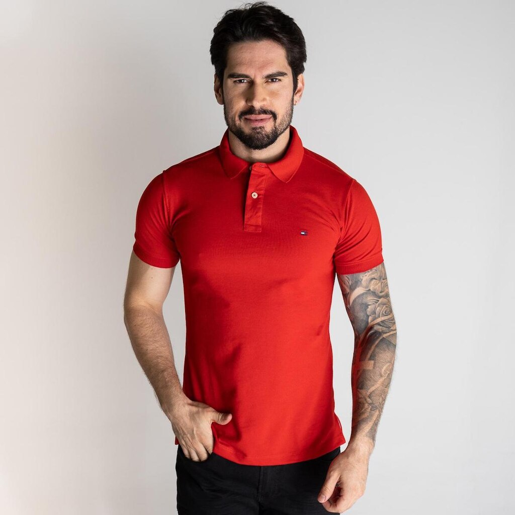 Camisa Polo Tommy Hilfiger Vermelha