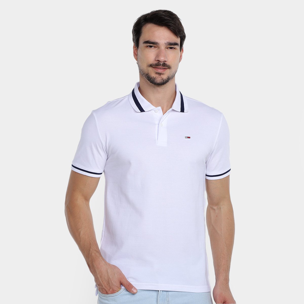 Camisa Polo Tommy Jeans Tipped Stretch Masculina Menor preço em Camisa Polo Tommy Jeans Tipped Stretch Masculina