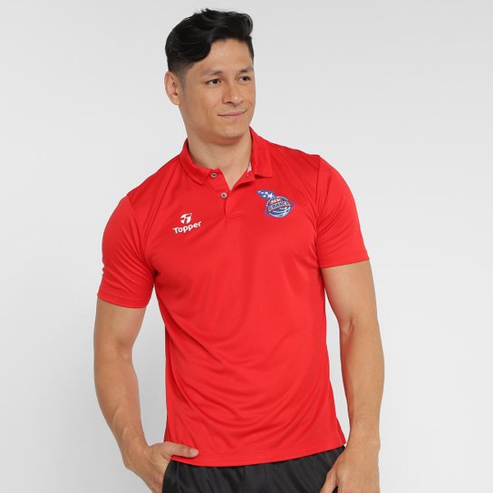 Camisa Polo Topper Franca Passeio Masculina - Vermelho Menor preço em Camisa Polo Topper Franca Passeio Masculina - Vermelho