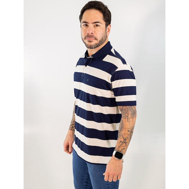 Camisa Polo Tradicional Cores Listras Algodão Anticorpus
