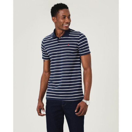 Camisa Polo Tradicional Listrada Adulto Malwee Malwee - Azul Menor preço em Camisa Polo Tradicional Listrada Adulto Malwee Malwee - Azul