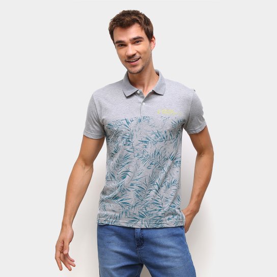 Camisa Polo Ultimato Estampada Manga Curta Masculina - Mescla Menor preço em Camisa Polo Ultimato Estampada Manga Curta Masculina - Mescla