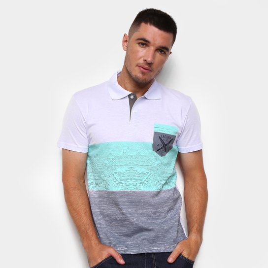Camisa Polo Ultimato Meia Malha Estampada Masculina - Branco Menor preço em Camisa Polo Ultimato Meia Malha Estampada Masculina - Branco