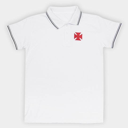 Camisa Polo Vasco Hat Trick Juvenil - Branco