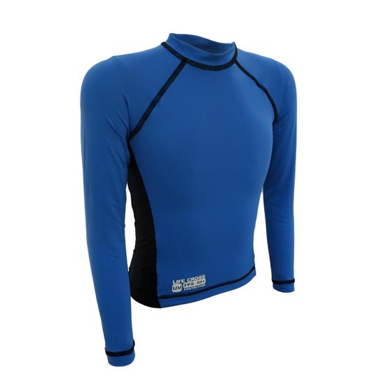 CAMISA PRAIA INFANTIL MANGA LONGA C/ PROTEÇÃO UV 50+ - Azul Royal Menor preço em CAMISA PRAIA INFANTIL MANGA LONGA C/ PROTEÇÃO UV 50+ - Azul Royal