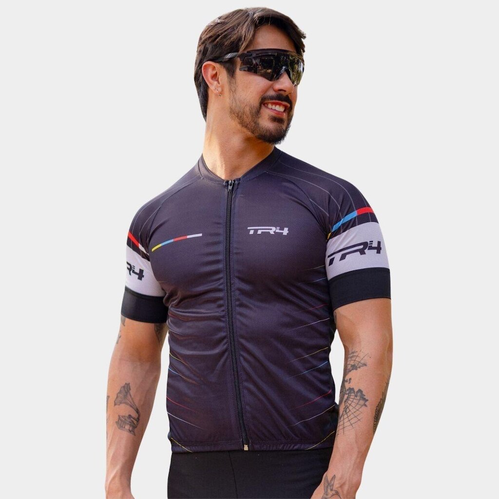 Camisa Premium de Ciclismo Masculina Manga Curta Proteção Uv Respirável