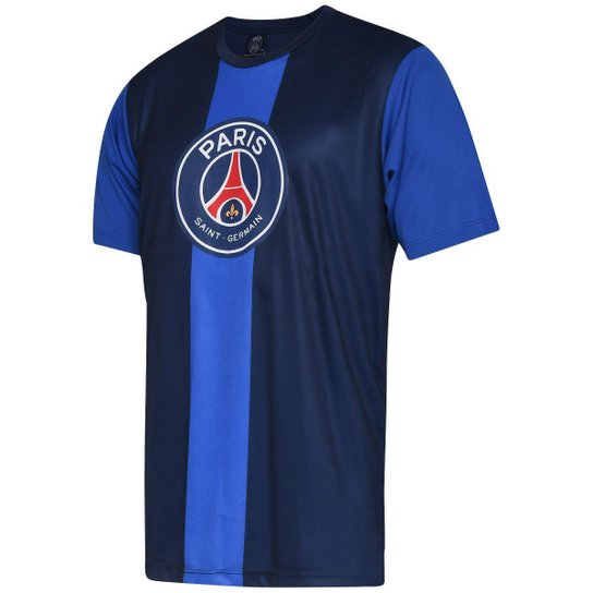 Camisa PSG Paris Saint Germain Faixa Azul Masculina - Azul Menor preço em Camisa PSG Paris Saint Germain Faixa Azul Masculina - Azul