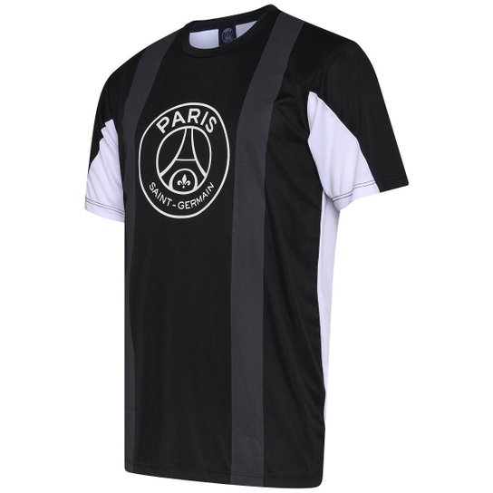 Camisa PSG Paris Saint Germain Faixa Preta Masculina - Preto Menor preço em Camisa PSG Paris Saint Germain Faixa Preta Masculina - Preto