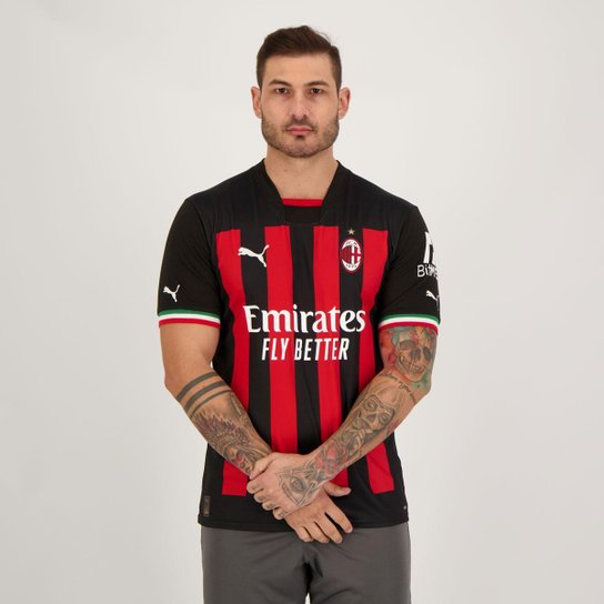 Camisa Puma Milan Home 2023 - Preto Menor preço em Camisa Puma Milan Home 2023 - Preto