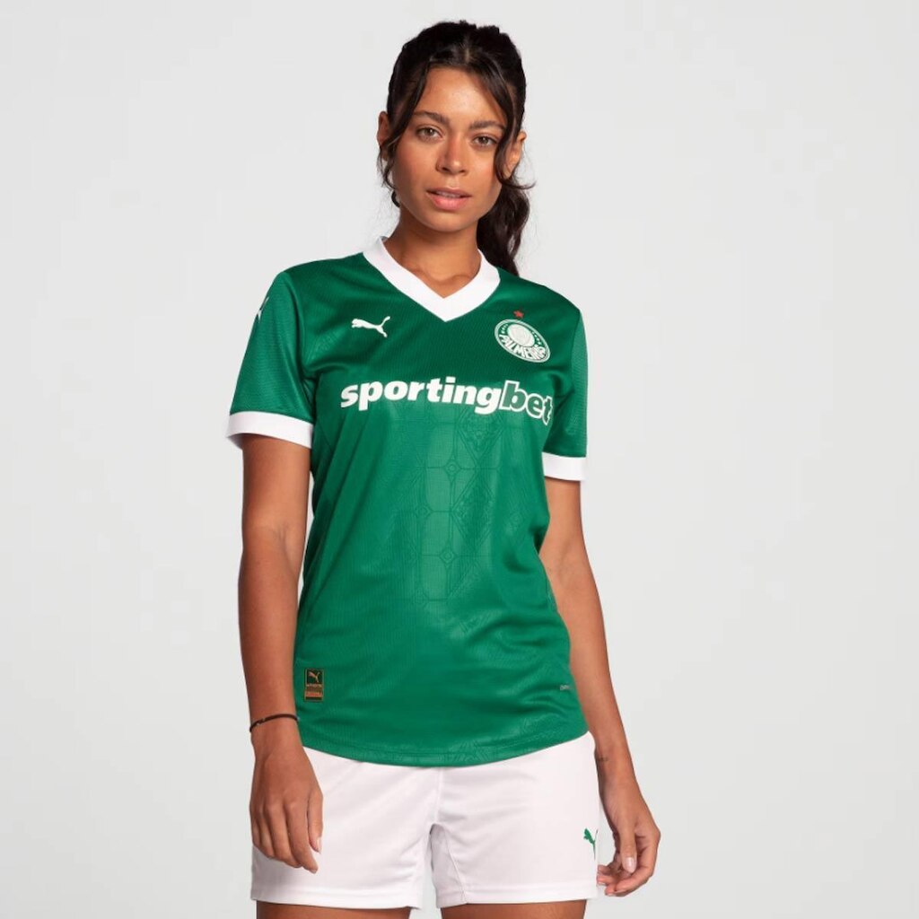 Camisa Puma Palmeiras I 2025 Jogador Feminina com Patrocínio