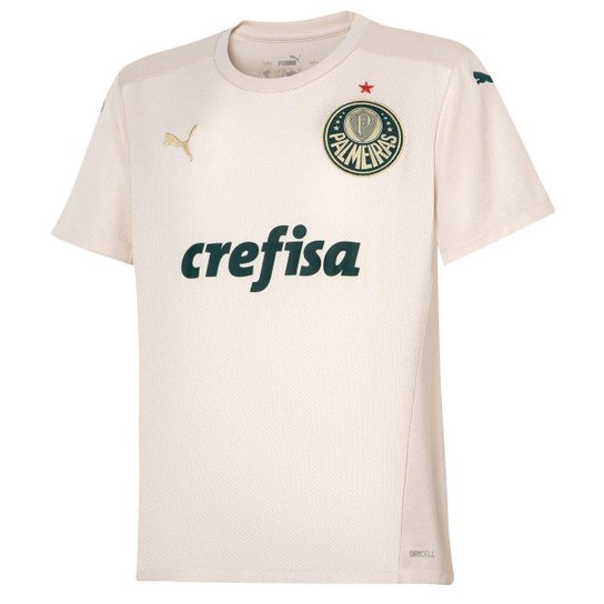 Camisa Puma Palmeiras Juvenil III 2021 - Bege - Branco Menor preço em Camisa Puma Palmeiras Juvenil III 2021 - Bege - Branco