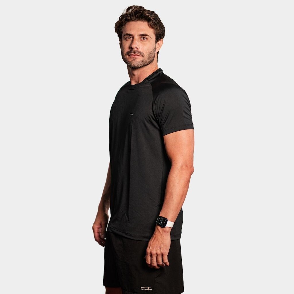Camisa Raglan Manga Curta Branca com Proteção UV