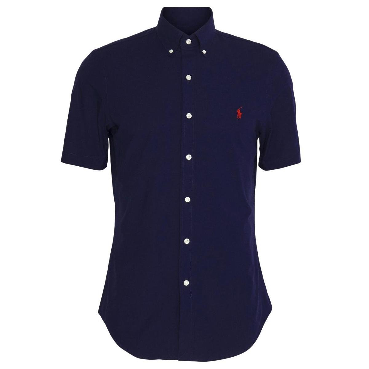 Camisa Ralph Lauren Masculina Manga Curta Classic Red Logo Azul Escuro Menor preço em Camisa Ralph Lauren Masculina Manga Curta Classic Red Logo Azul Escuro
