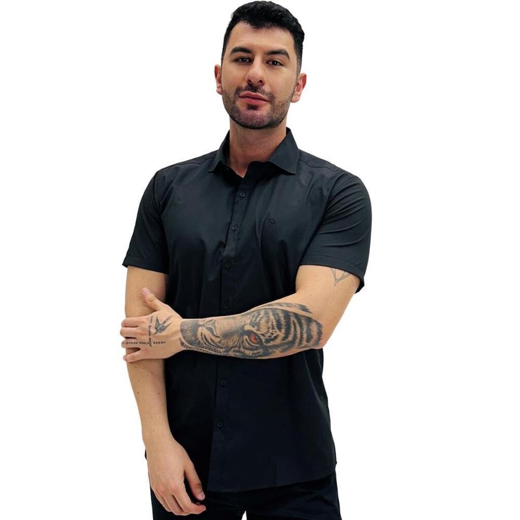 Camisa Raphy Slim Manga Curta Masculina