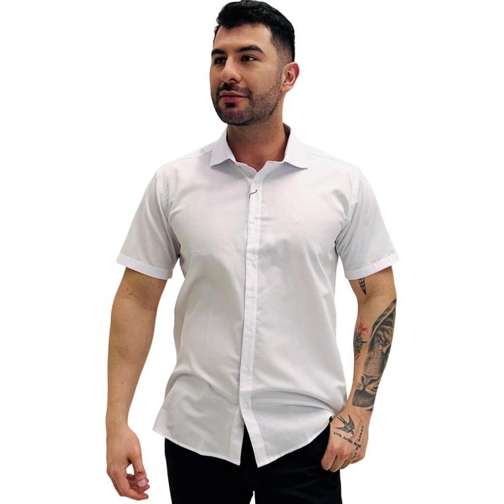 Camisa Raphy Slim Manga Curta Masculina