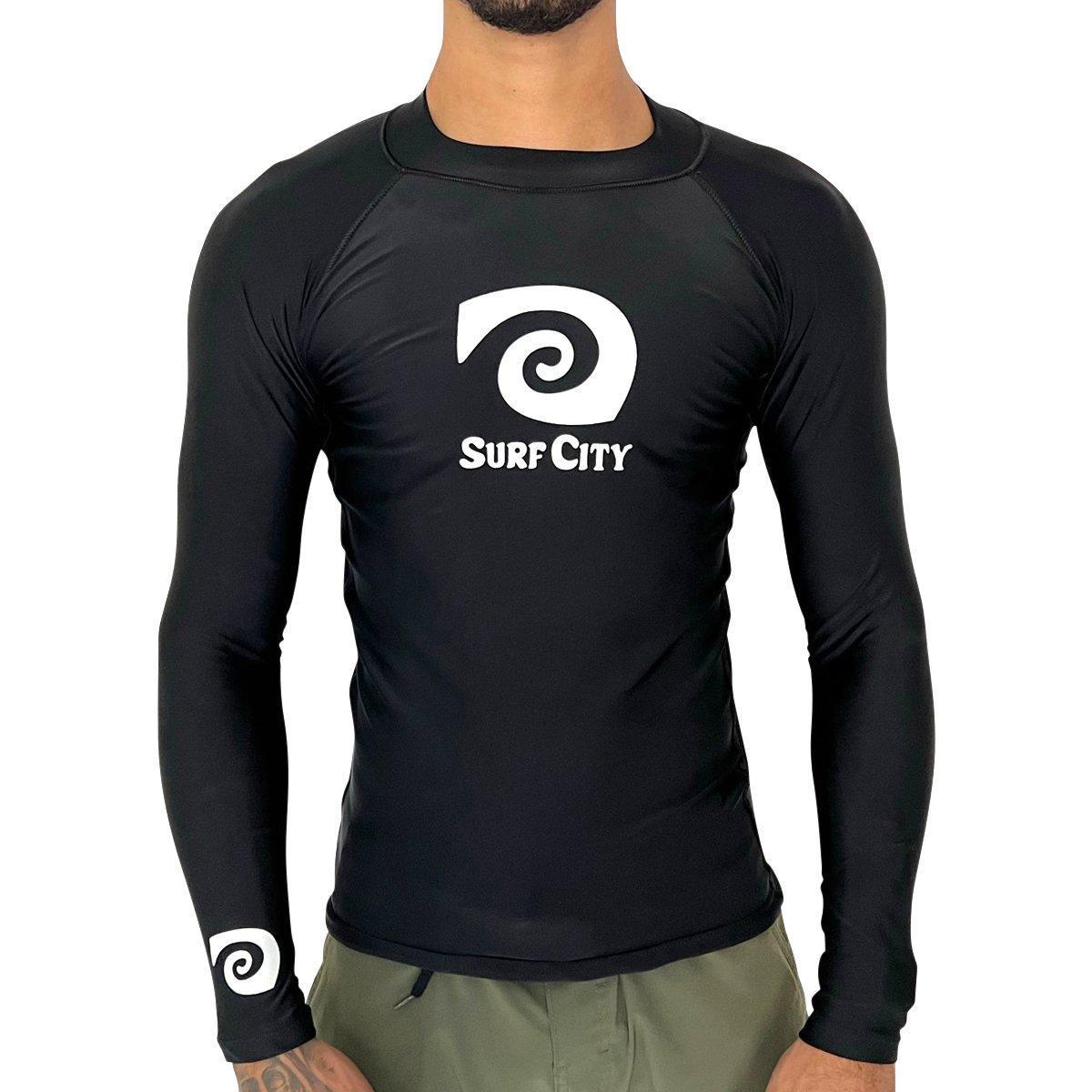 Camisas Rash Guard Camisa Rashguard Recortes UV 50+ Manga Longa - Preto | Netshoes