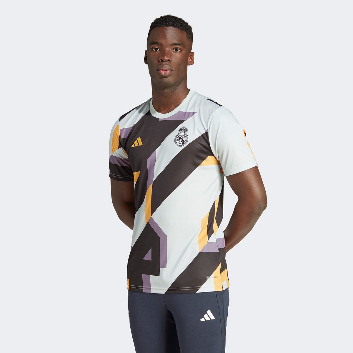 Camisa Real Madrid 23/24 s/n° Pré Jogo Adidas Masculina Prata