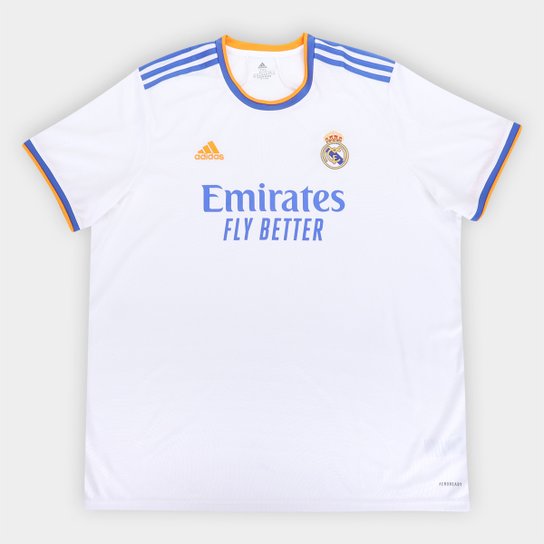 Camisa Real Madrid Home 21/22 s/n° Torcedor Adidas Masculina - Branco Menor preço em Camisa Real Madrid Home 21/22 s/n° Torcedor Adidas Masculina - Branco