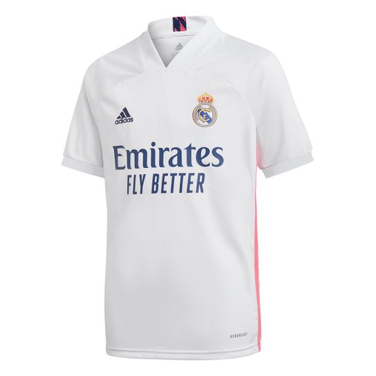 Camisa Real Madrid Juvenil Home 20/21 s/n° Torcedor Adidas - Branco Menor preço em Camisa Real Madrid Juvenil Home 20/21 s/n° Torcedor Adidas - Branco