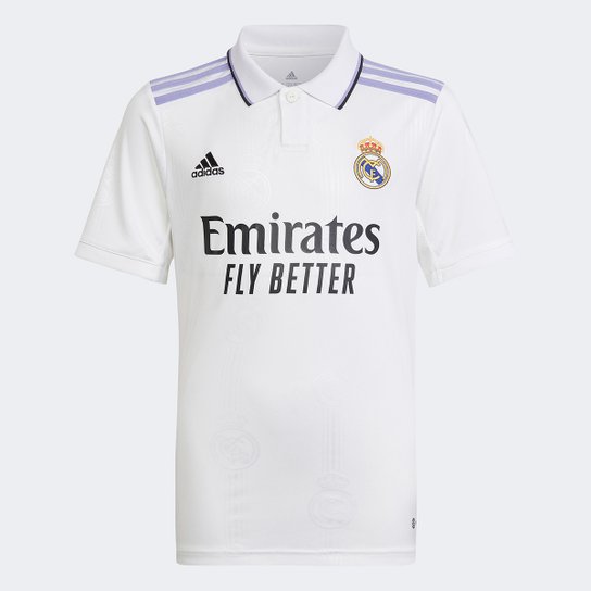 Camisa Real Madrid Juvenil Home 22/23 s/n° Torcedor Adidas - Branco Menor preço em Camisa Real Madrid Juvenil Home 22/23 s/n° Torcedor Adidas - Branco