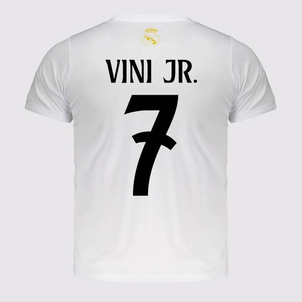 Camisa Real Madrid Soft Juvenil Branca 7 Vini Jr