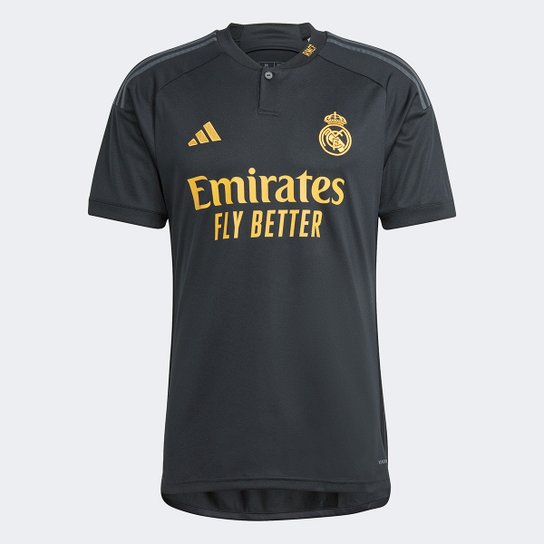 Camisa Real Madrid Third 23/24 s/n° Torcedor Adidas Masculina - Preto Menor preço em Camisa Real Madrid Third 23/24 s/n° Torcedor Adidas Masculina - Preto