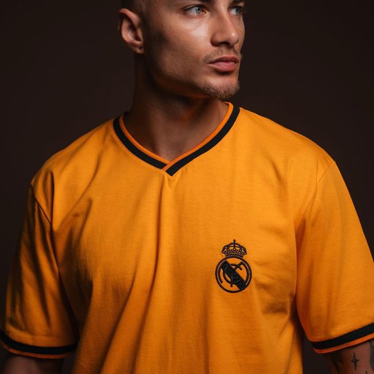 Camisa Real Madrid Torcedor Away Amarela Masculina