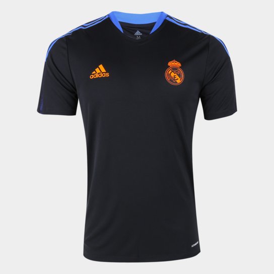Camisa Real Madrid Treino 21/22 Adidas Masculina - Preto Menor preço em Camisa Real Madrid Treino 21/22 Adidas Masculina - Preto
