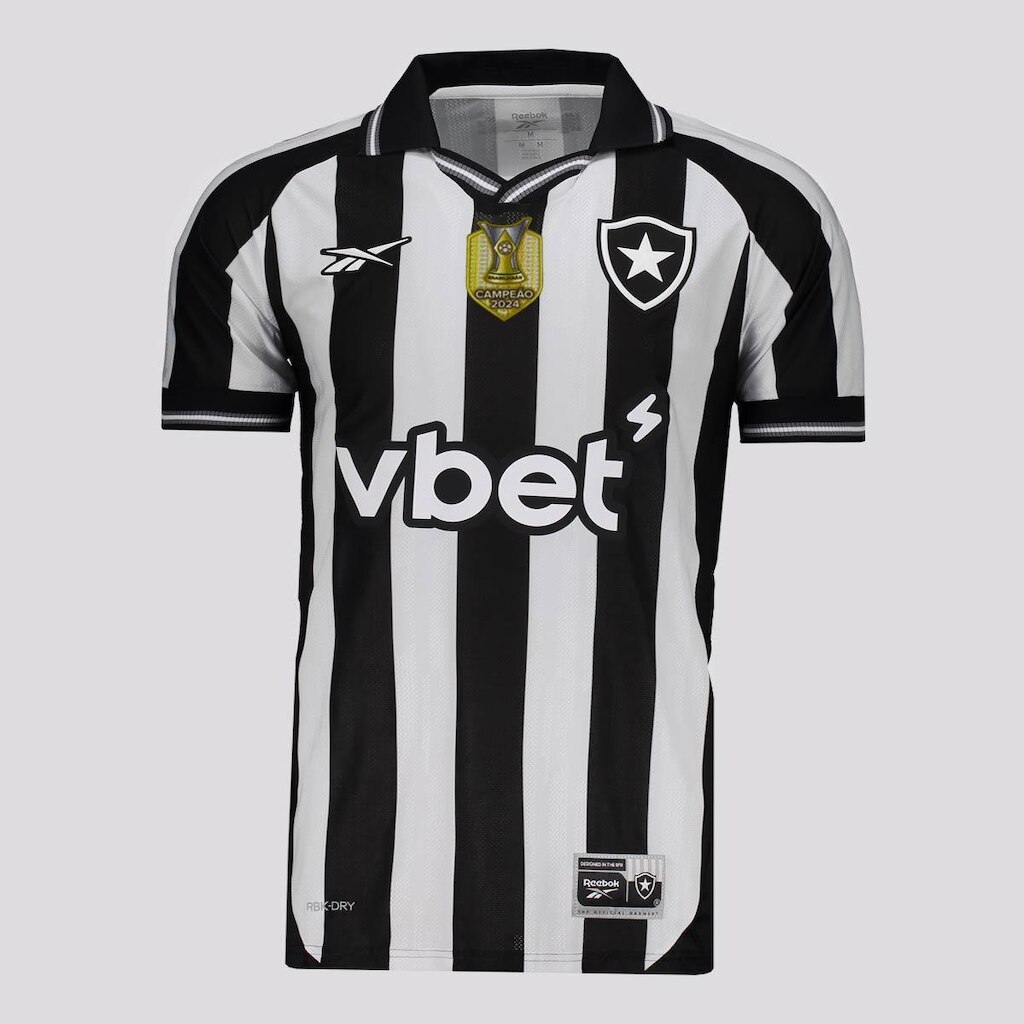 Camisa Reebook Botafogo I 2025 Patch Campeão Brasileiro