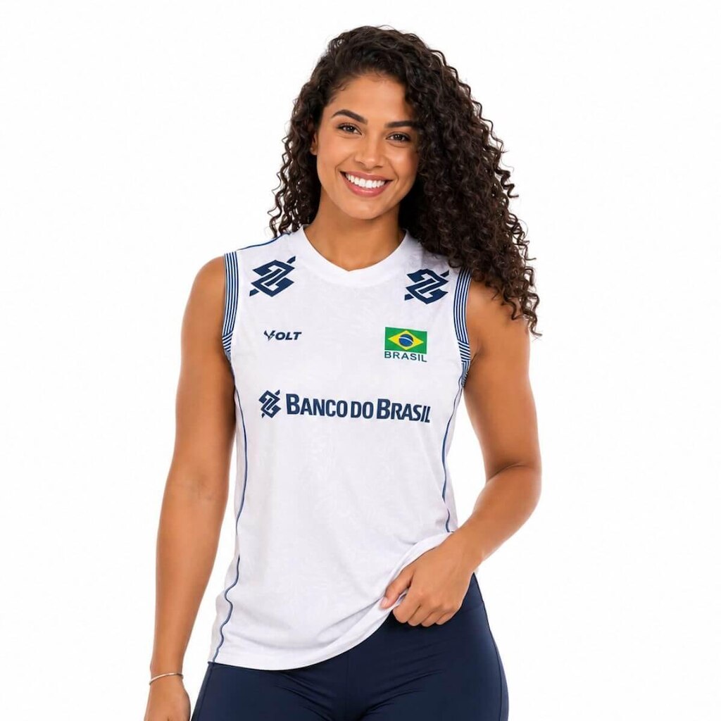 Camisa Regata de Vôlei Brasil Oficial 2026 Branca Feminina