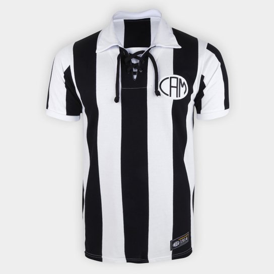Camisa Retrô Atlético Mineiro 1914 Retrô Mania Masculina - Preto+Branco Menor preço em Camisa Retrô Atlético Mineiro 1914 Retrô Mania Masculina - Preto+Branco