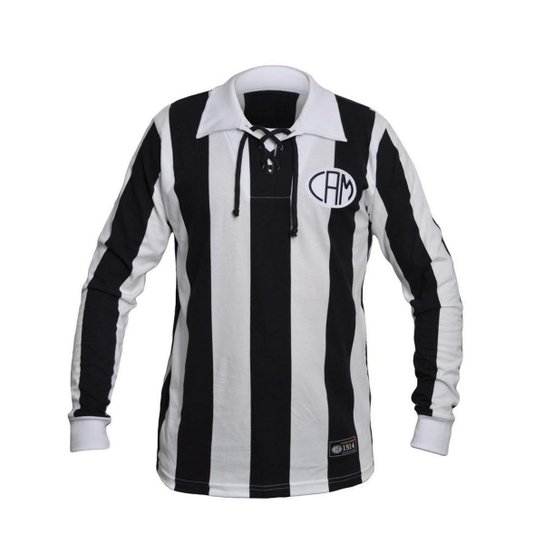 Camisa Retrô Atlético Mineiro Manga Longa 1914 - Preto Menor preço em Camisa Retrô Atlético Mineiro Manga Longa 1914 - Preto