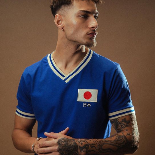 Camisa Retrô Gol Seleção Japão Edição Limitada Masculina - Azul Menor preço em Camisa Retrô Gol Seleção Japão Edição Limitada Masculina - Azul