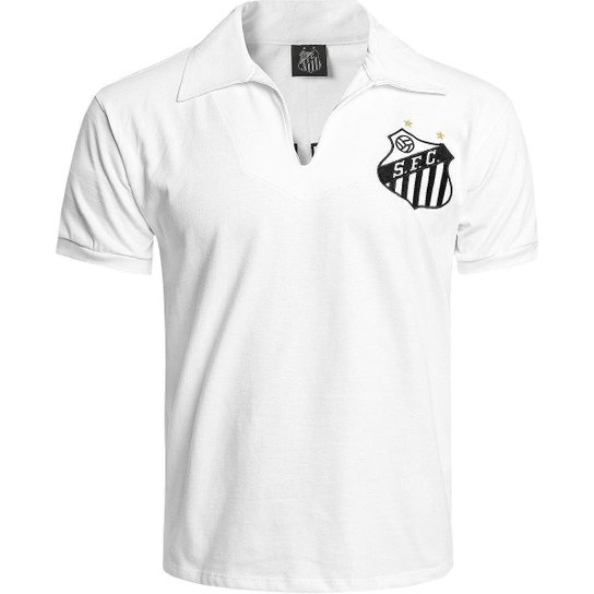 Camisa Retrô Santos Pelé Masculina - Branco