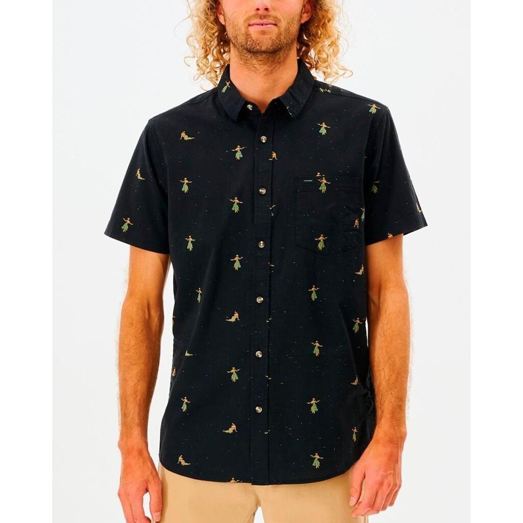 CAMISA RIIP CURL HULA BREACH S/S SHIRT - BLACK - P