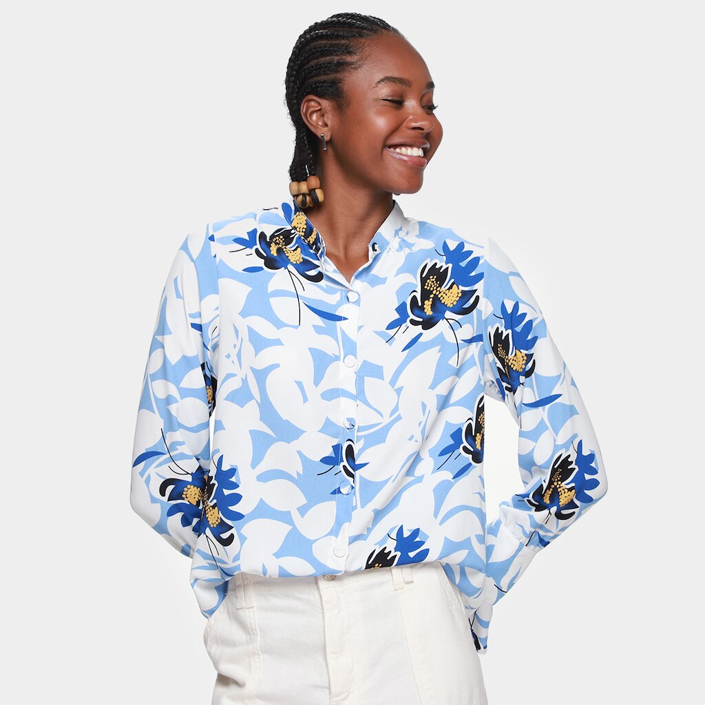 Camisa Road Mel Manga Longa Floral Feminina