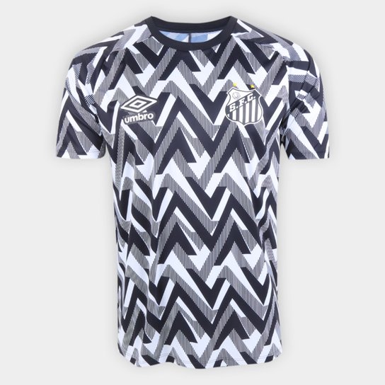 Camisa Santos 21/22 Aquecimento Umbro Masculina - Branco+Preto Menor preço em Camisa Santos 21/22 Aquecimento Umbro Masculina - Branco+Preto