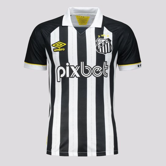 Camisa Santos II 23/24 s/n° Torcedor Umbro Masculina - Preto+Branco Menor preço em Camisa Santos II 23/24 s/n° Torcedor Umbro Masculina - Preto+Branco