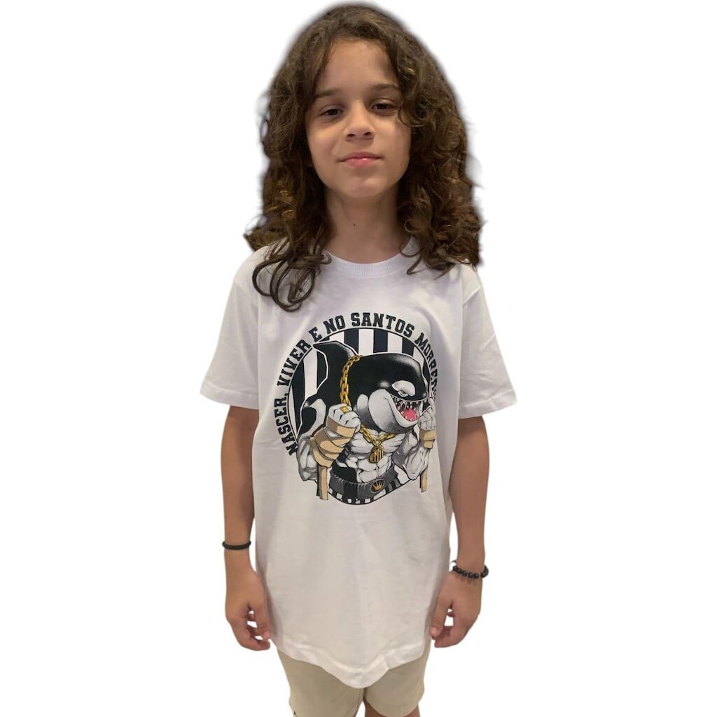 Camisa Santos Juvenil Nascer Viver e no Santos Morrer Branco