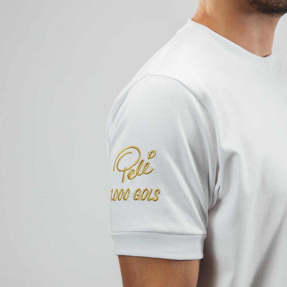 Camisa Santos Pelé Retrô Mil Gols Edição Limitada Masculina Branco