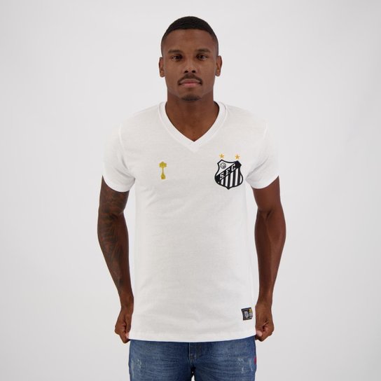 Camisa Santos Retrô 2002 Branca - Branco Menor preço em Camisa Santos Retrô 2002 Branca - Branco