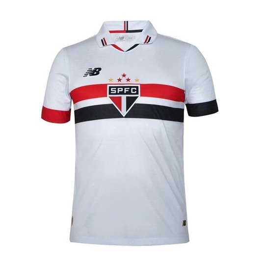 Camisa São Paulo 2024 Uniforme 1 New Balance - Branco Menor preço em Camisa São Paulo 2024 Uniforme 1 New Balance - Branco