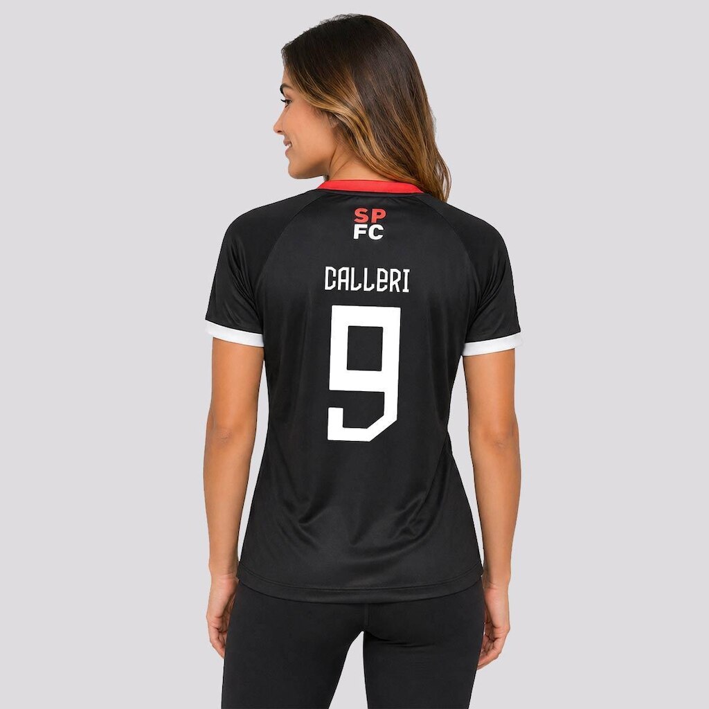 Camisa São Paulo Entoar Feminina Preta 9 Calleri