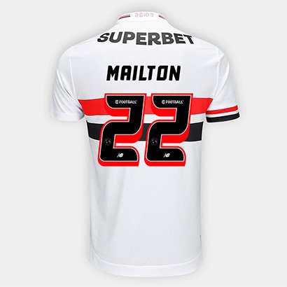 Camisa São Paulo I 25/26 Mailton Nº 22 Torcedor New Balance